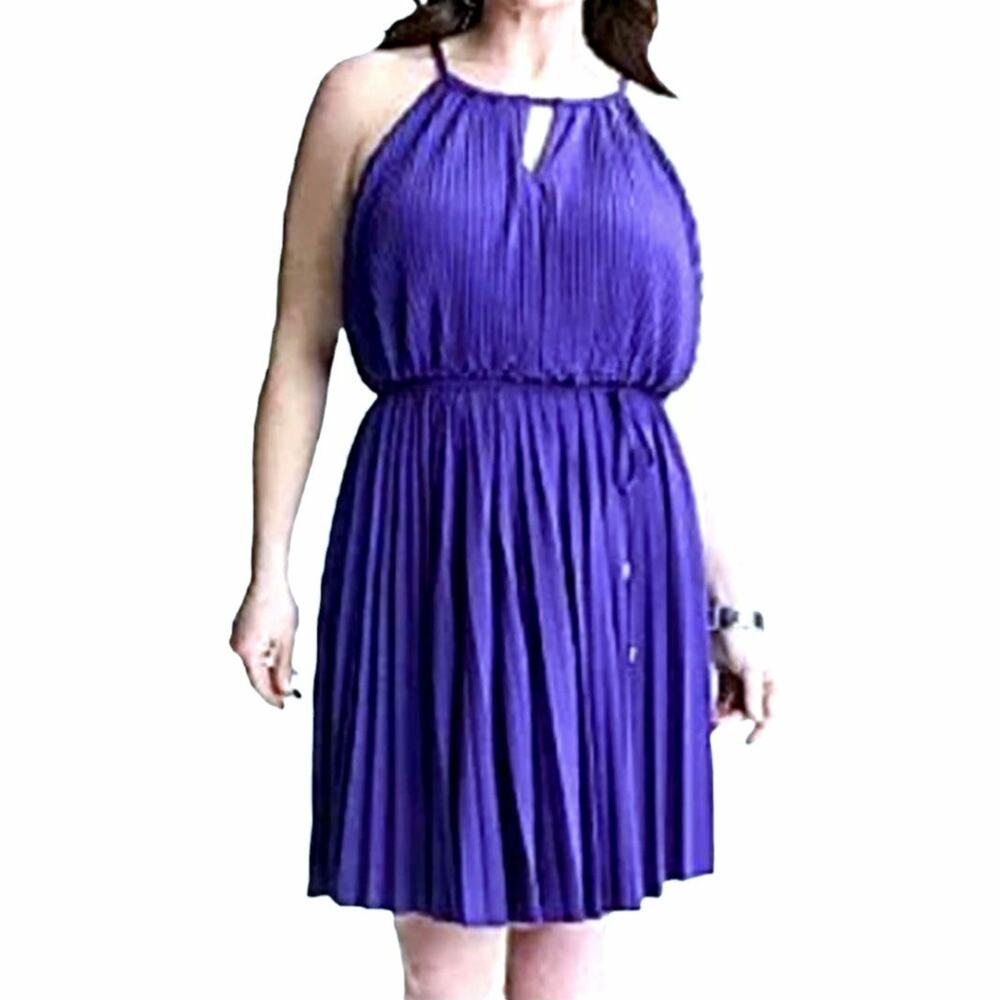 Lane Bryant Iris Blue Pleat Halter Dress XL Cocktail Wedding Guest Party NEW